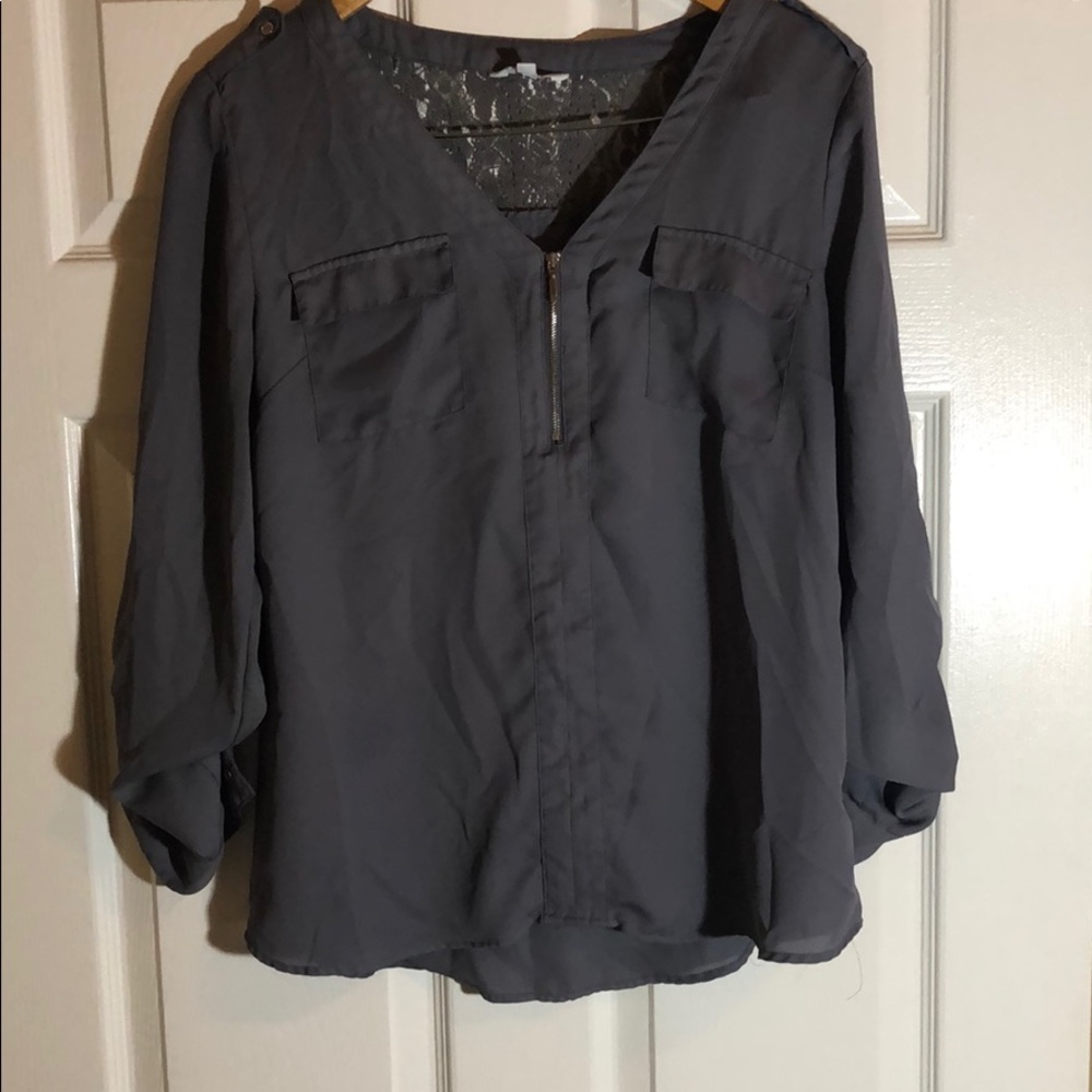 Gray lace blouse